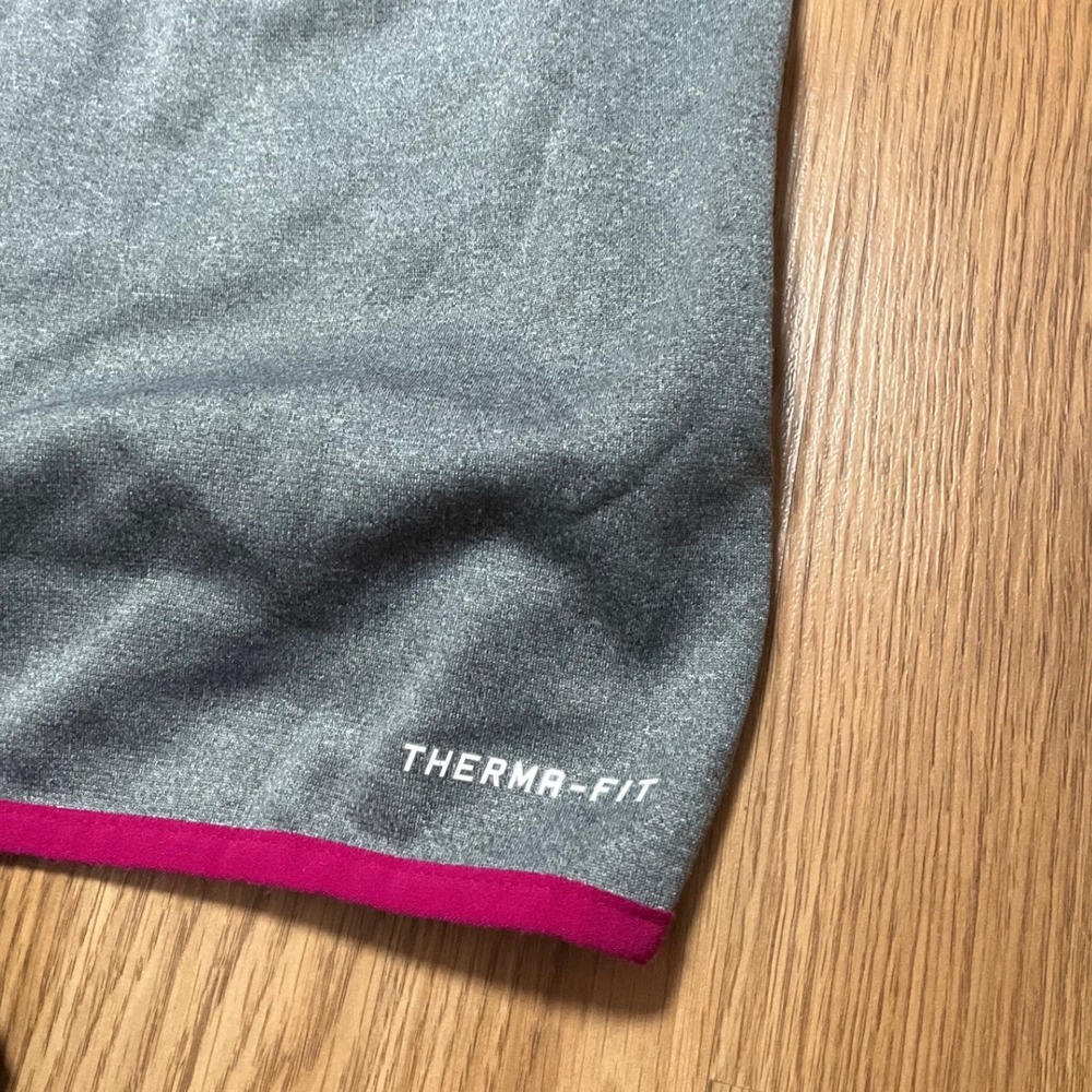 Nike Therma-FIT Womens Full Zip Hoodie Grey Pink Colorblock XL Thumbholes - Picture 9 of 10